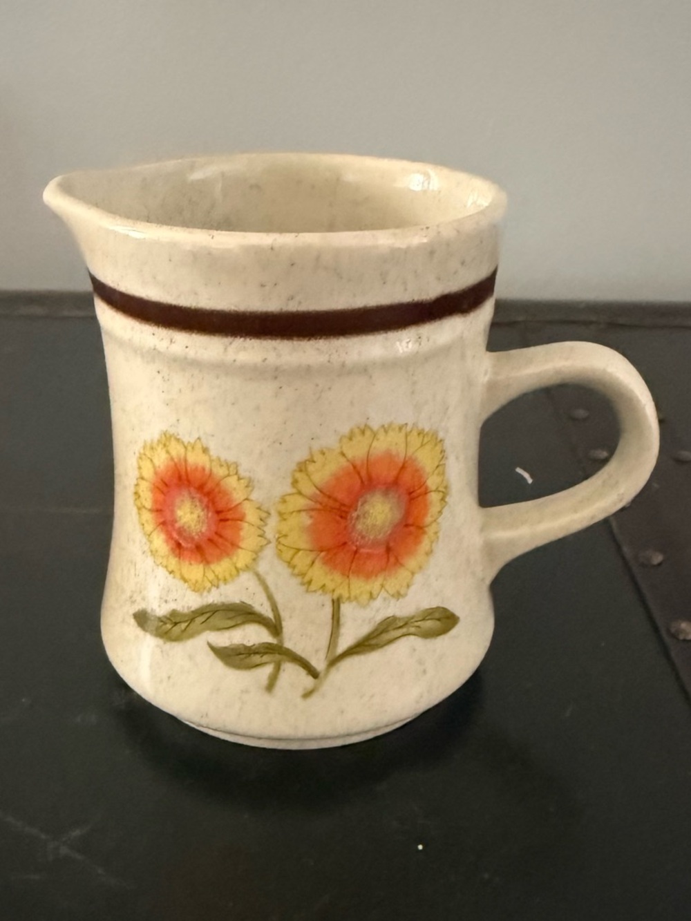 Vintage Royal Prestige Caroline Stoneware Creamer Orange Flowers Made in Japan